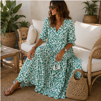 Robe longue bohème Aveline à col V