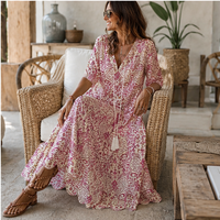 Robe longue bohème Aveline à col V