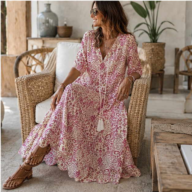 Aveline Bohemian V-Neck Maxi Dress