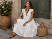 Robe longue bohème à volants Auriane