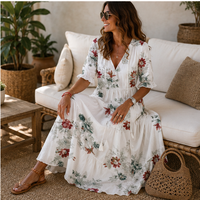Robe longue bohème Aveline à col V