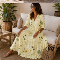 Robe longue bohème Aveline à col V