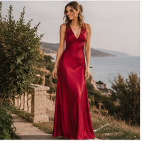 Backless satin maxi dress