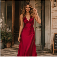 Backless satin maxi dress