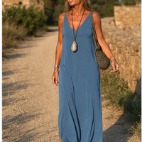 Low-cut maxi dress with straps