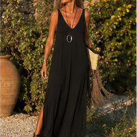 Low-cut maxi dress with straps