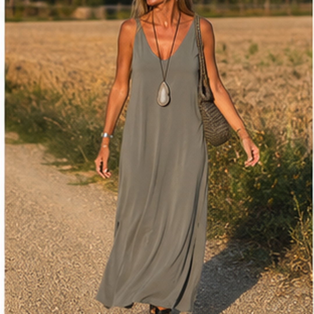 Low-cut maxi dress with straps