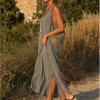 Low-cut maxi dress with straps
