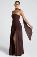 Celestine strapless slit maxi dress