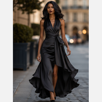 Robe mini à volants décolletée