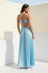 Robe longue plissée bustier Celestia