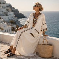 Robe longue Seraphine avec finitions contrastées