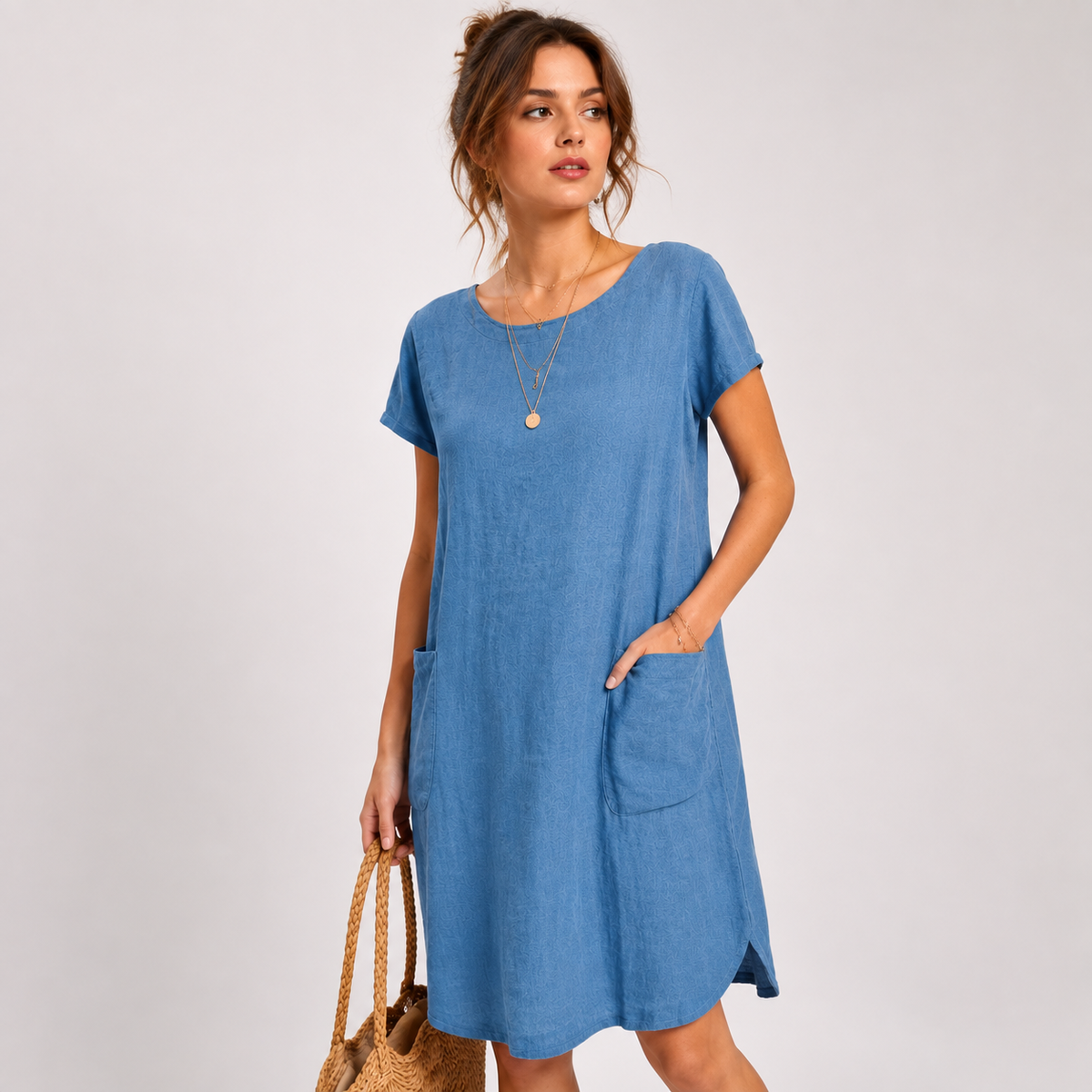 Robe midi en lin à poches