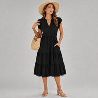 Robe midi trapèze à col en V