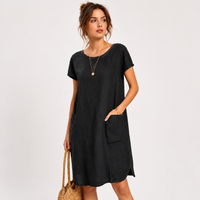 Robe midi en lin à poches