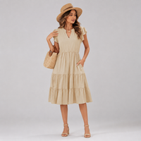 Robe midi trapèze à col en V