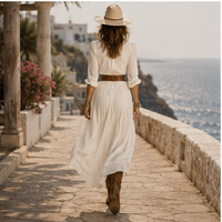 Robe chemise maxi ceinturée