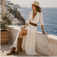 Robe chemise maxi ceinturée